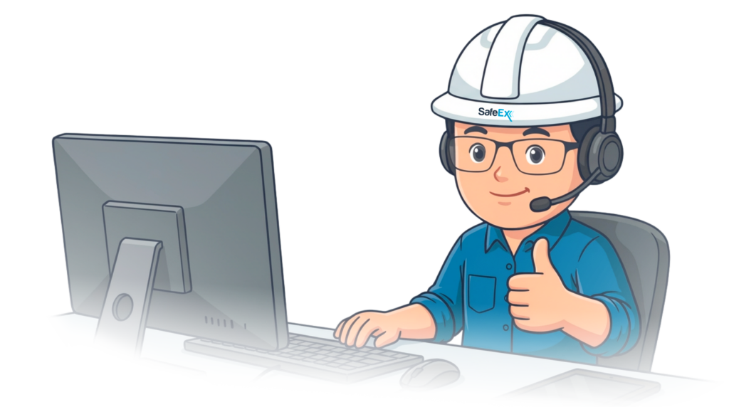 SafeEx mascot Sammy thanking the user after submitting a demo request